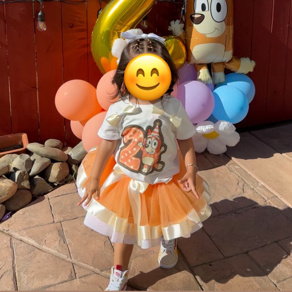 Bluey theme Bingo tutu; Charming Orange and White Kids Costume